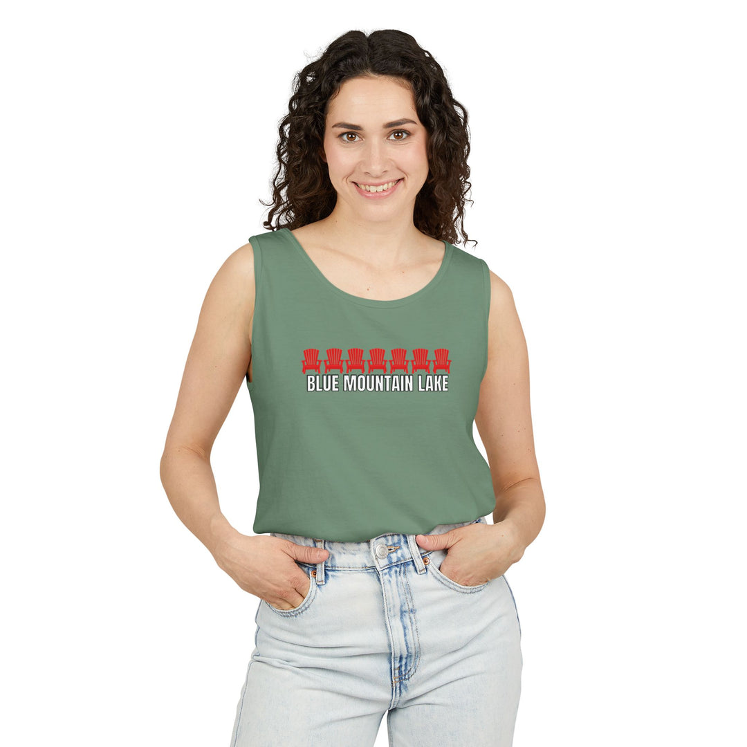 Blue Mountain Lake ADK Chairs Unisex Tank