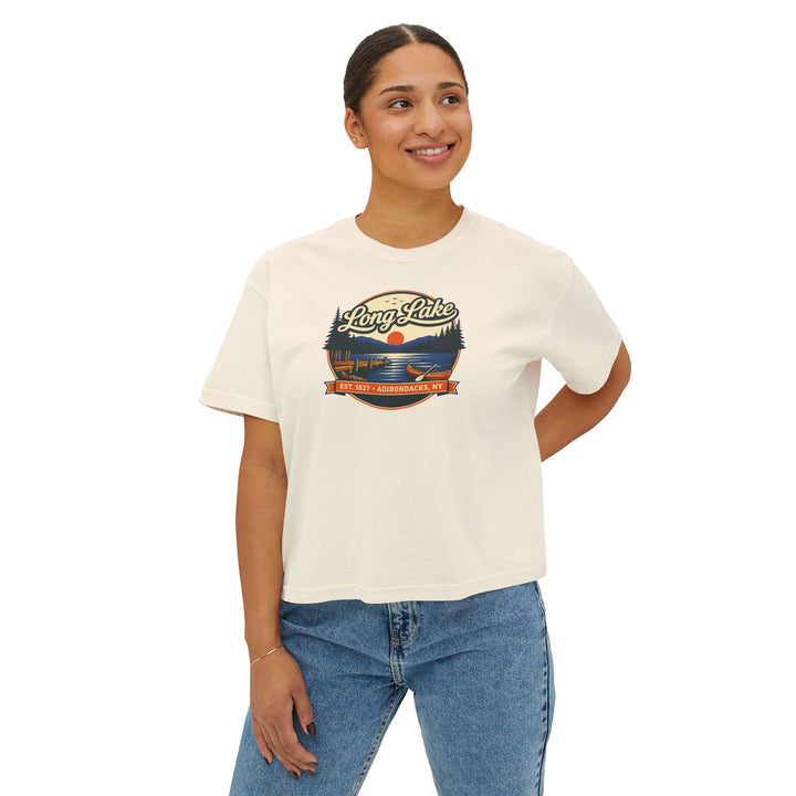 Long Lake Sunset Ladies Boxy Tee