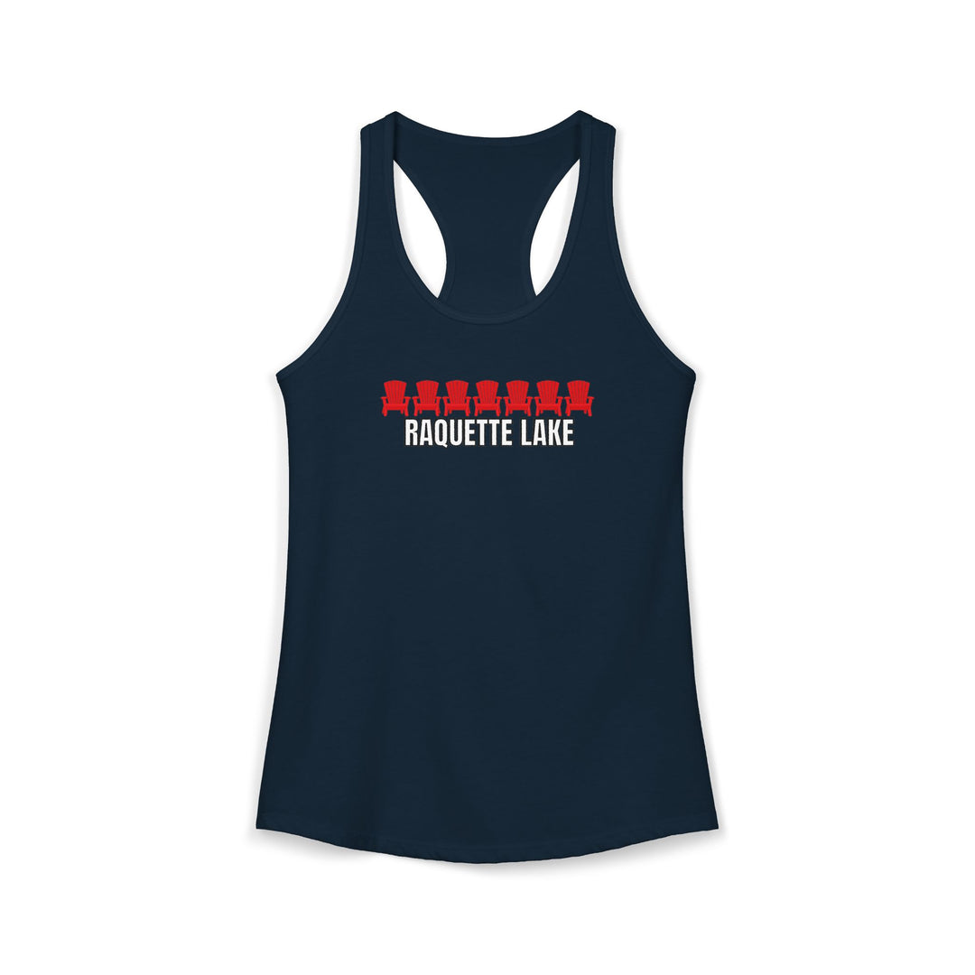 Raquette Lake Ladies Racerback - Red Chairs