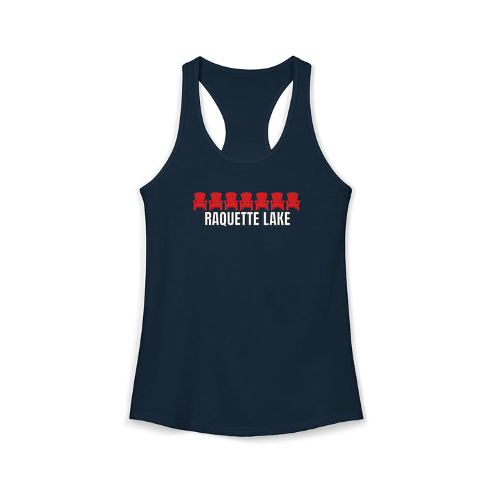 Raquette Lake Ladies Racerback - Red Chairs