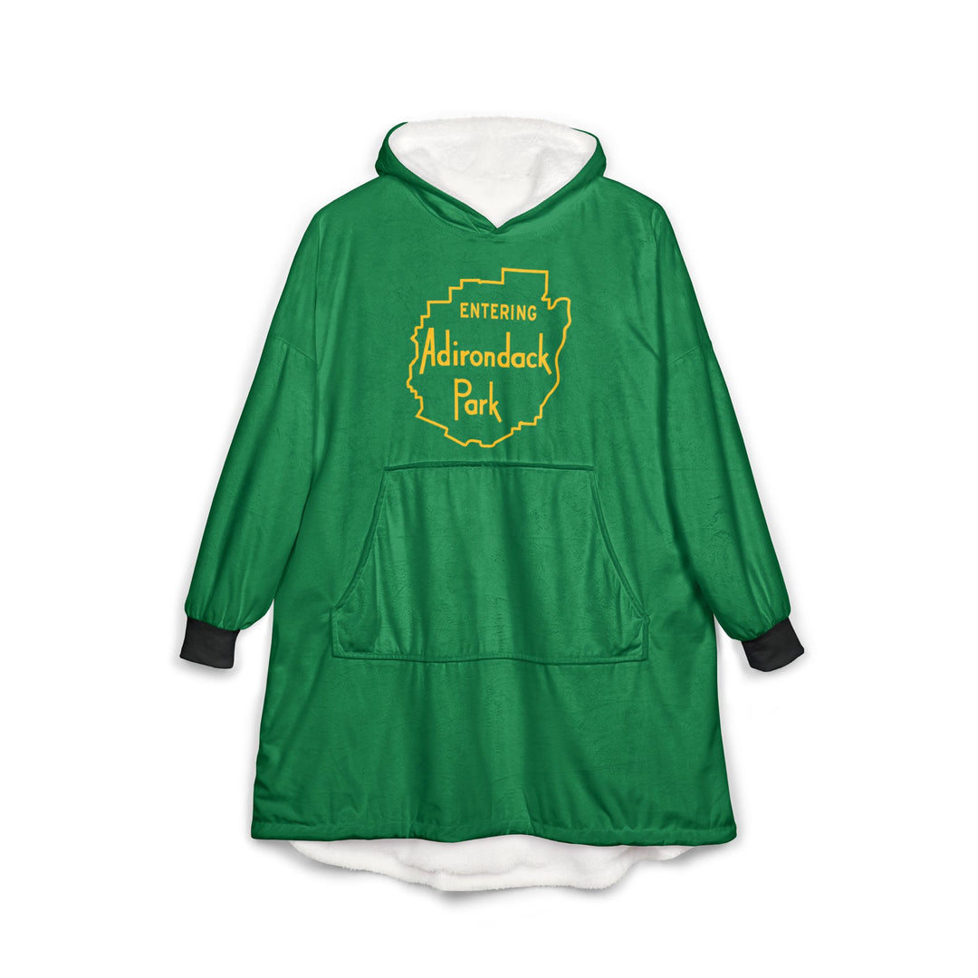 Entering Adirondack Park Hooded Blanket - Green