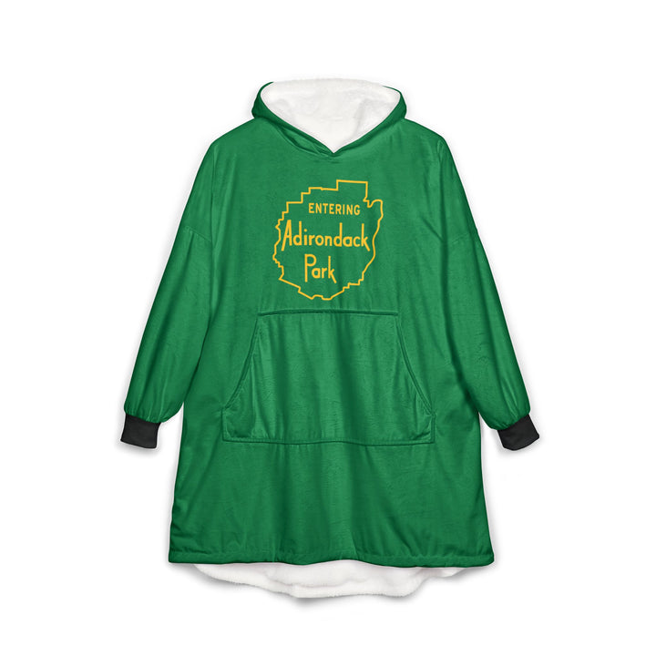 Entering Adirondack Park Hooded Blanket - Green