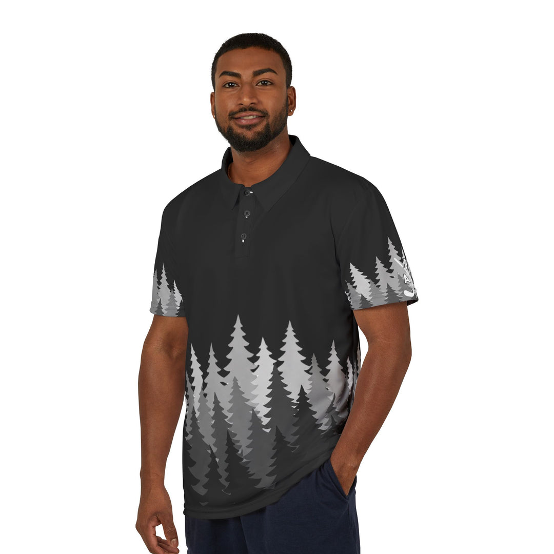 ADK Pine Trees Golf Polo - Black