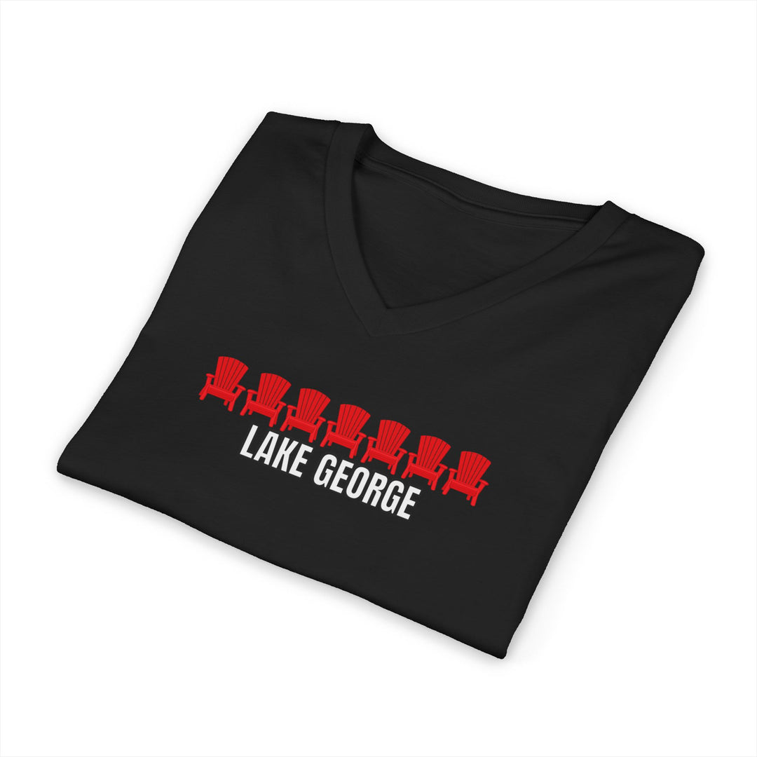 Lake George Unisex V-Neck - Red Chairs