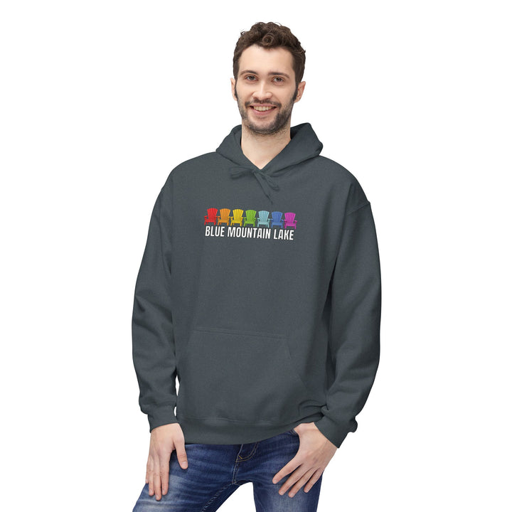 Blue Mountain Lake Rainbow Chairs Hoodie
