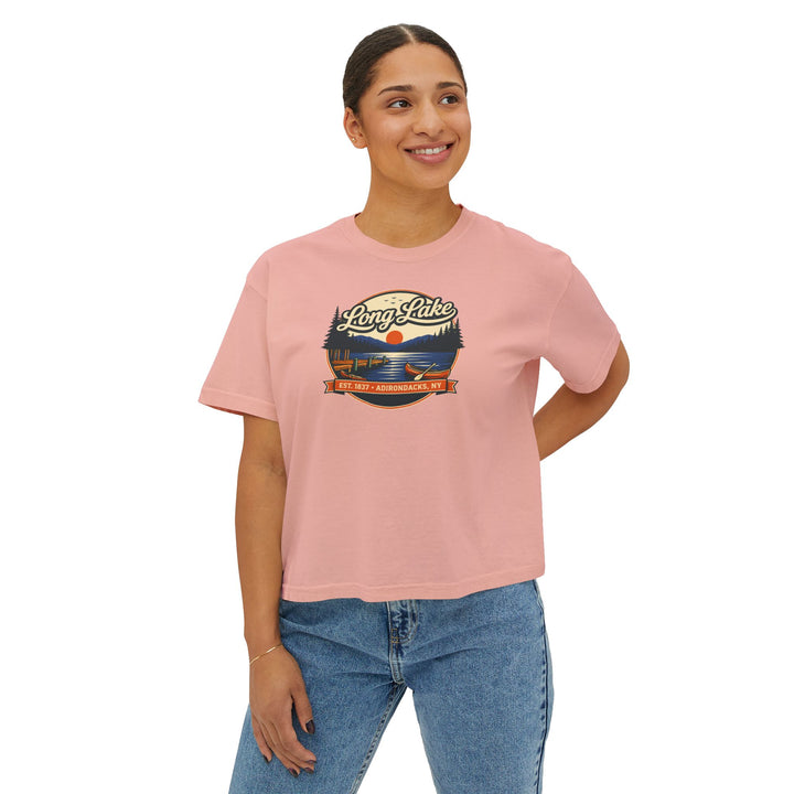 Long Lake Sunset Ladies Boxy Tee