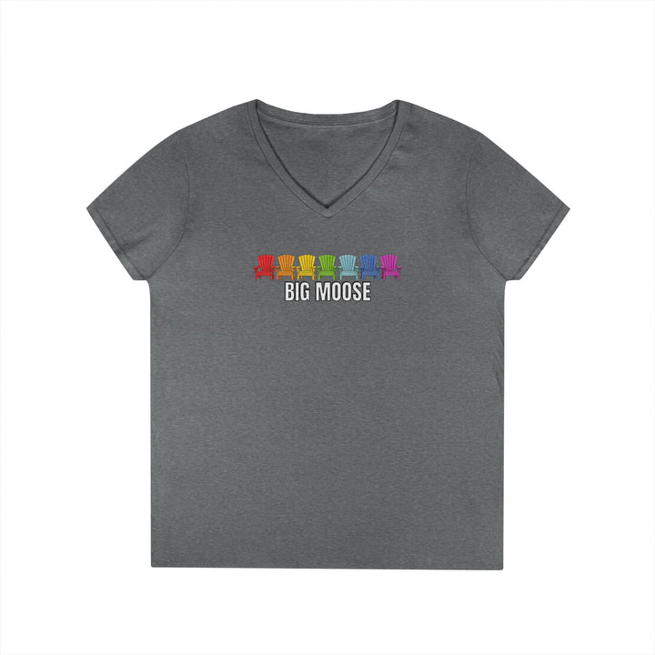Big Moose Rainbow Chairs Ladies V-Neck T-Shirt