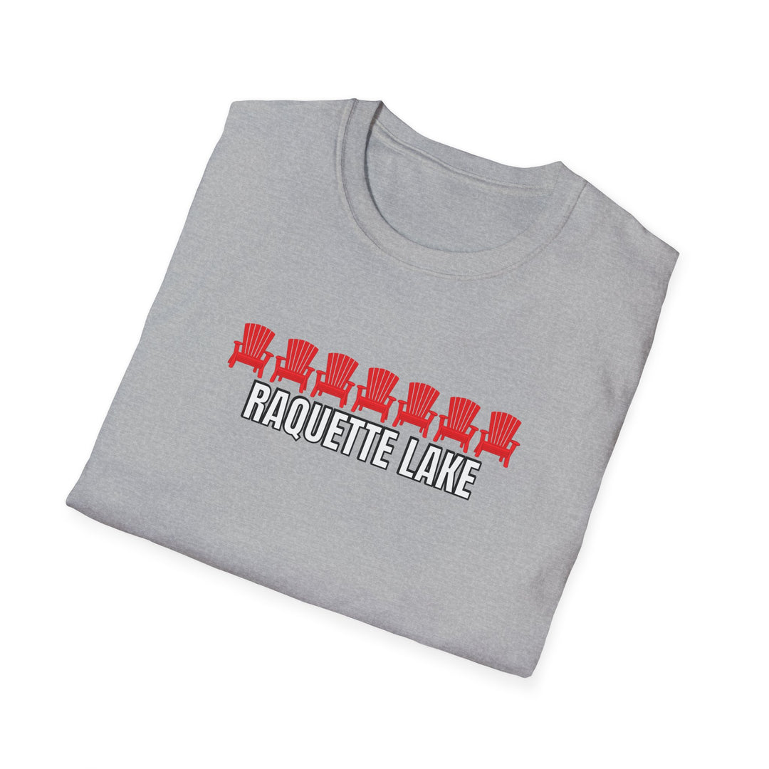 Raquette Lake Unisex T-Shirt - Red Chairs