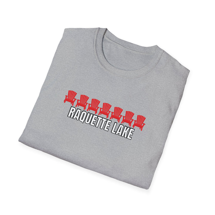 Raquette Lake Unisex T-Shirt - Red Chairs