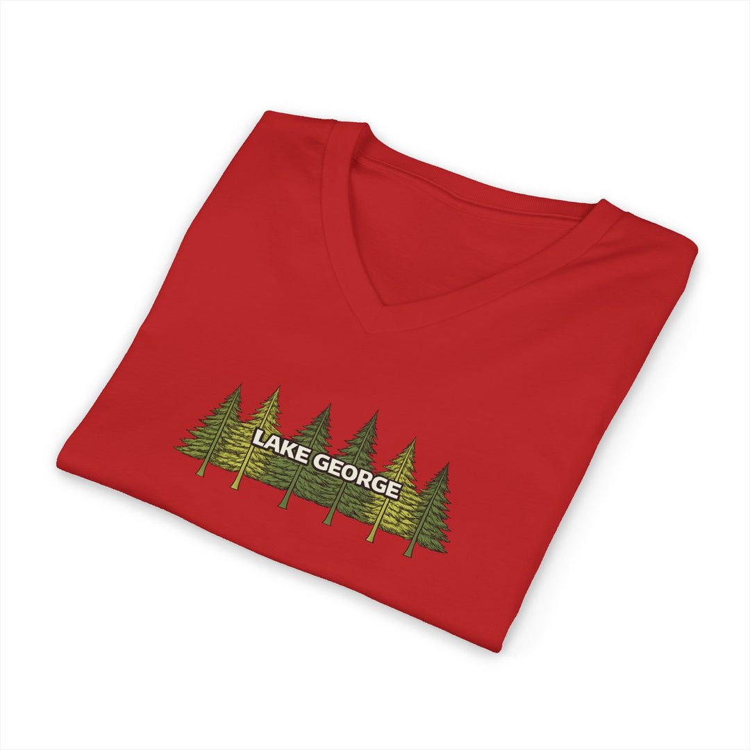 Lake George Unisex V-Neck - Green Trees