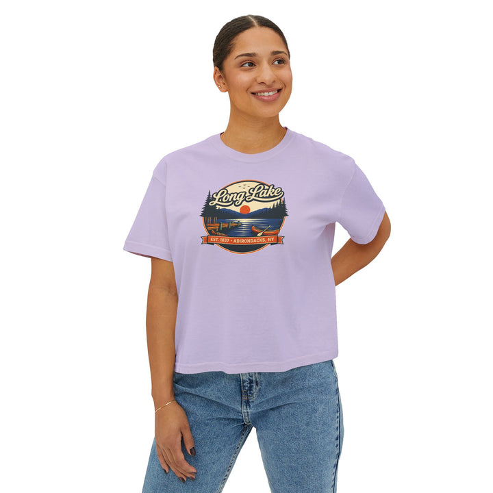 Long Lake Sunset Ladies Boxy Tee