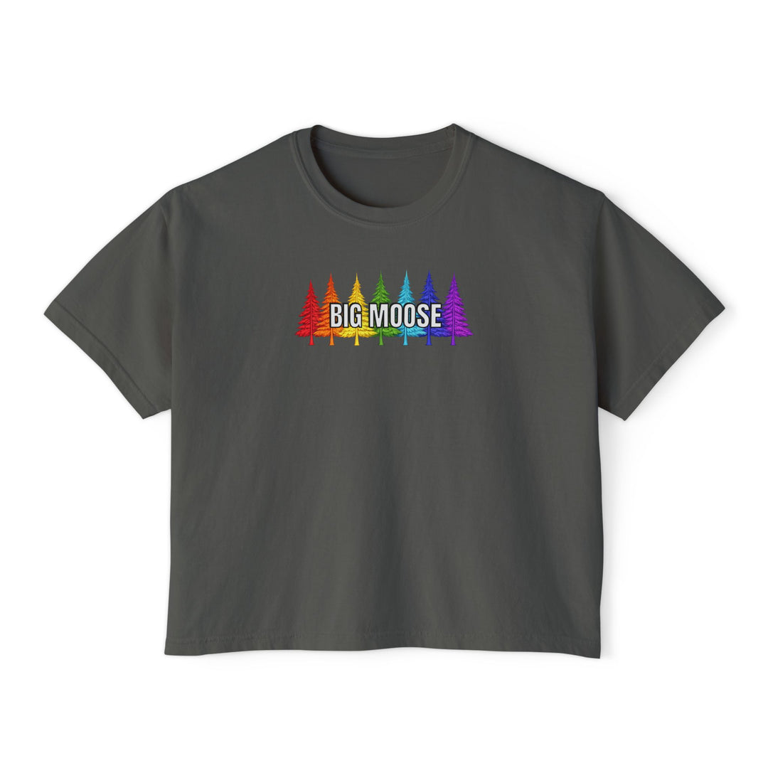 Big Moose Rainbow Trees Ladies Boxy Tee