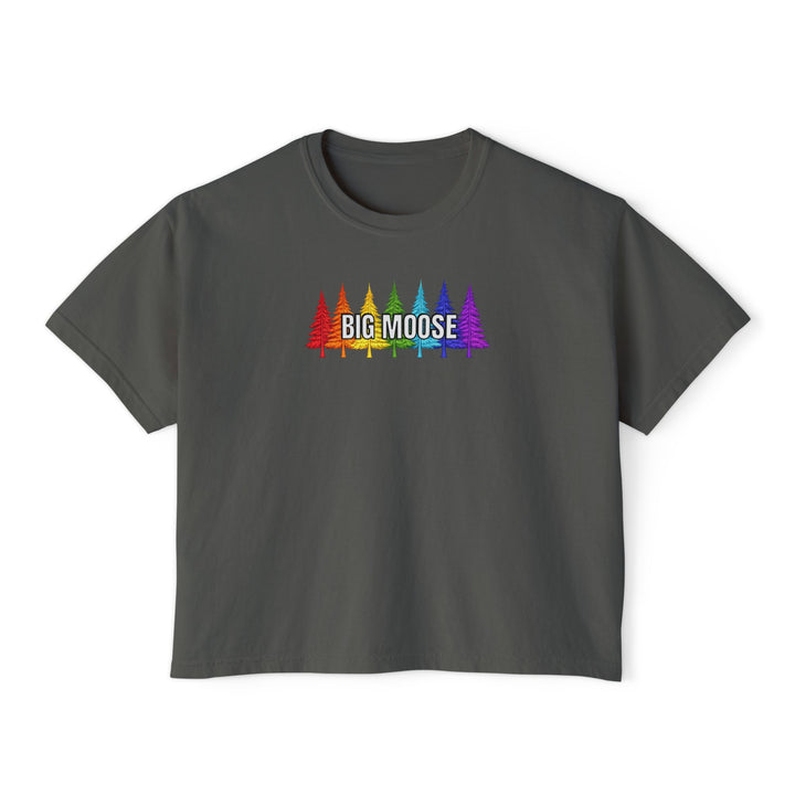 Big Moose Rainbow Trees Ladies Boxy Tee