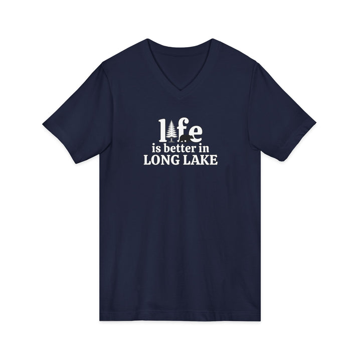 Life is Better in Long Lake Unisex V-Neck T-Shirt