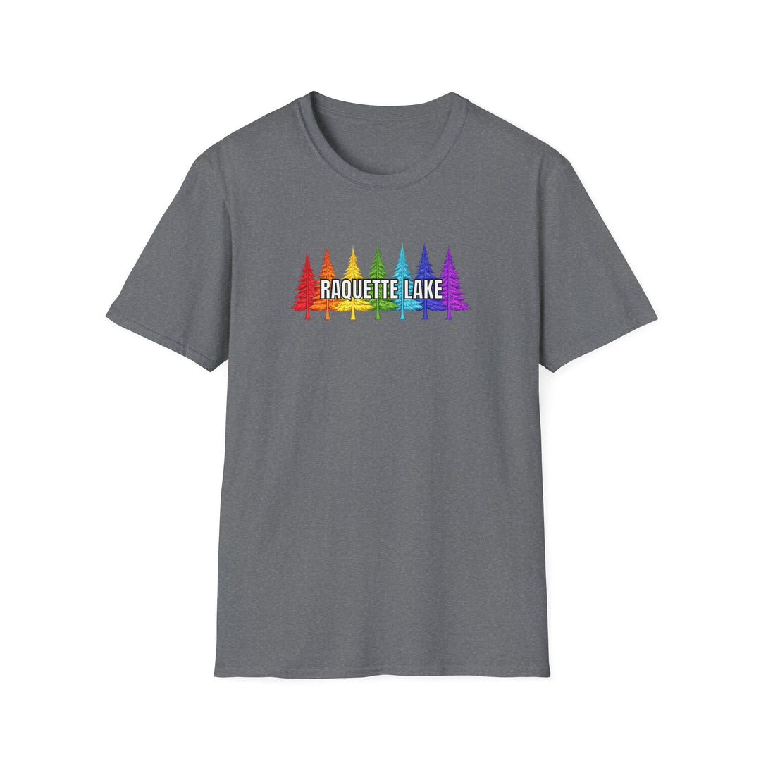 Raquette Lake Unisex T-Shirt - Rainbow Trees