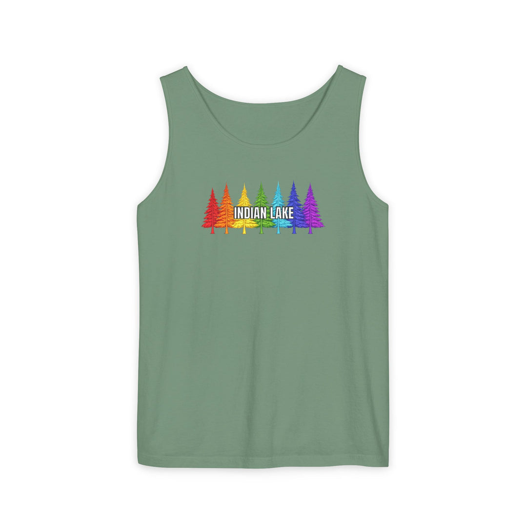 Indian Lake Unisex Tank - Rainbow Trees
