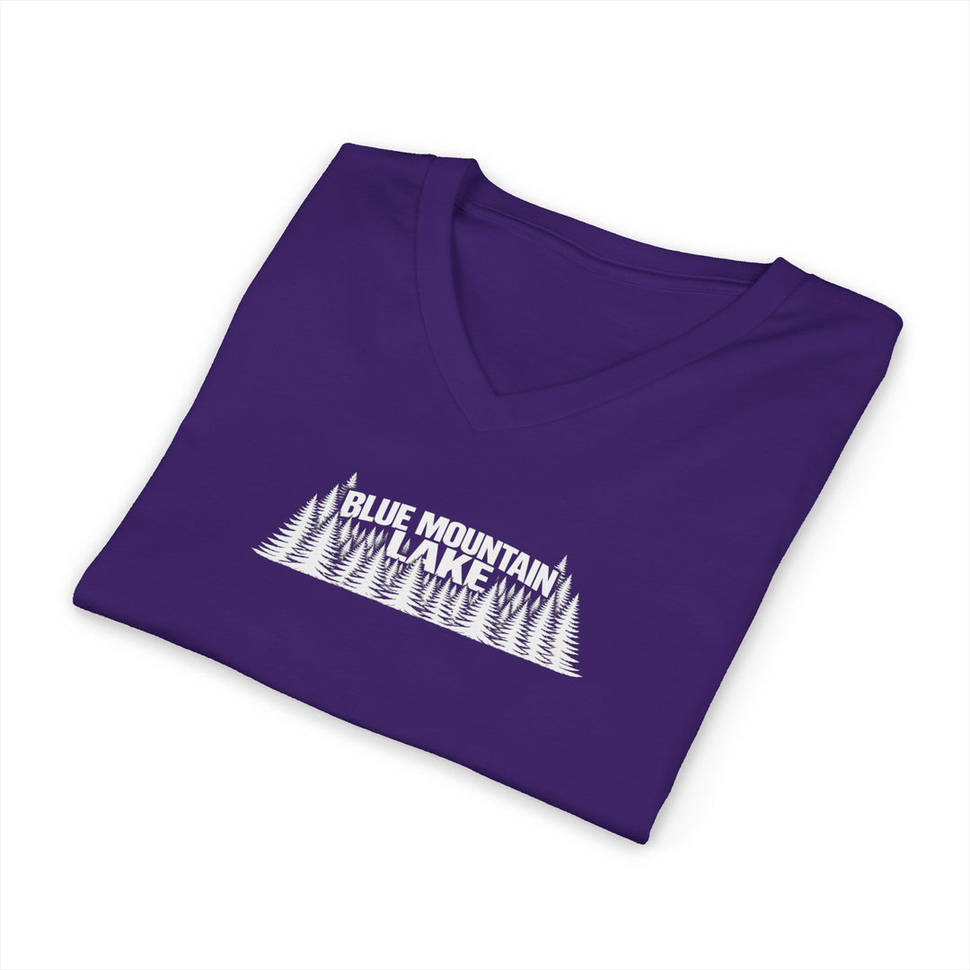 Blue Mountain Lake Trees Unisex V-Neck T-Shirt