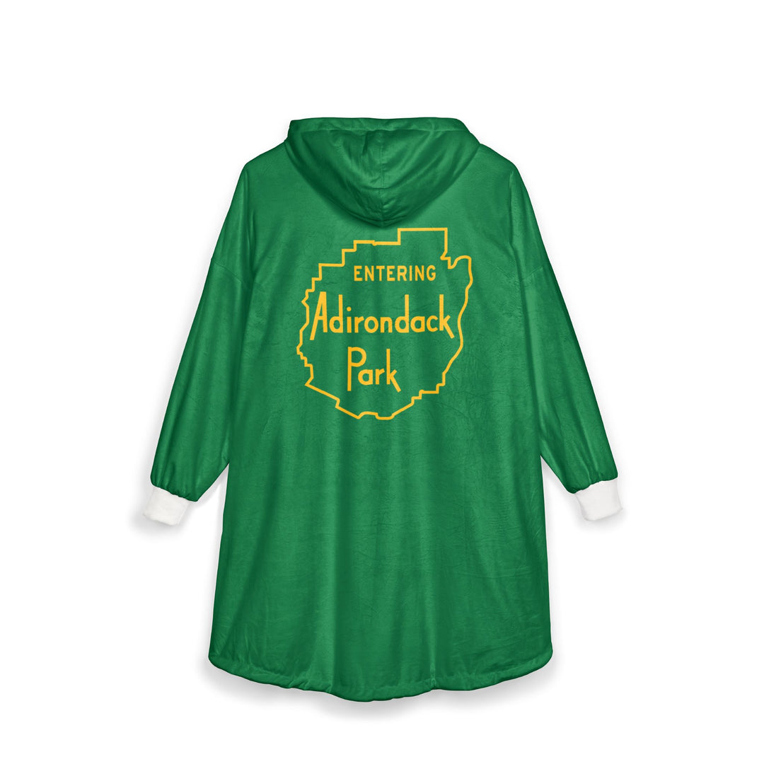 Entering Adirondack Park Hooded Blanket - Green