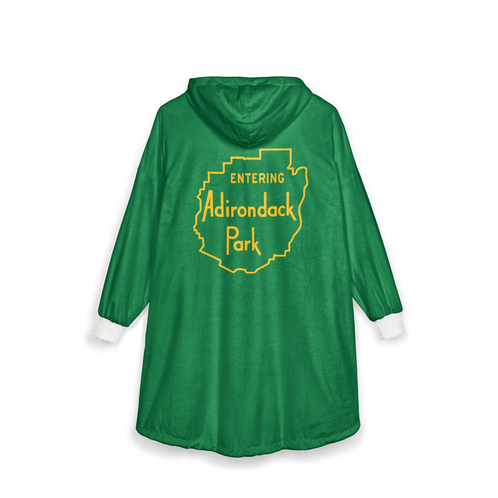 Entering Adirondack Park Hooded Blanket - Green