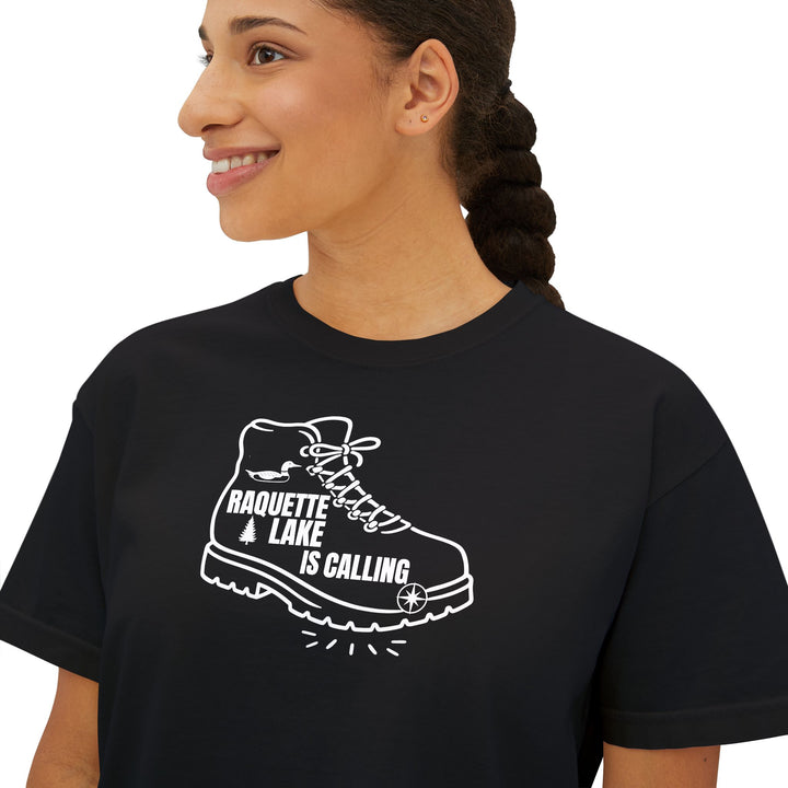 Raquette Lake is Calling Ladies Boxy Tee