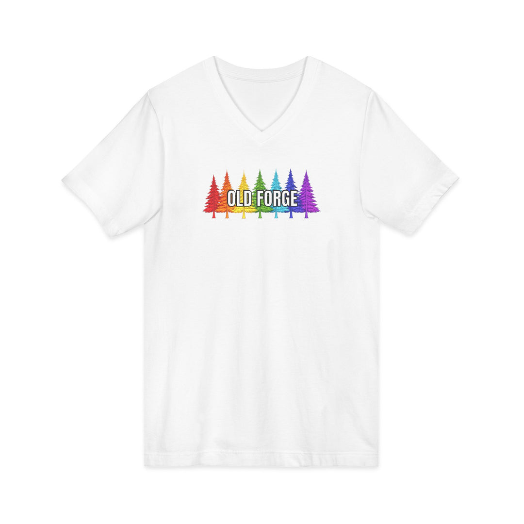 Old Forge Rainbow Trees Unisex V-Neck T-Shirt