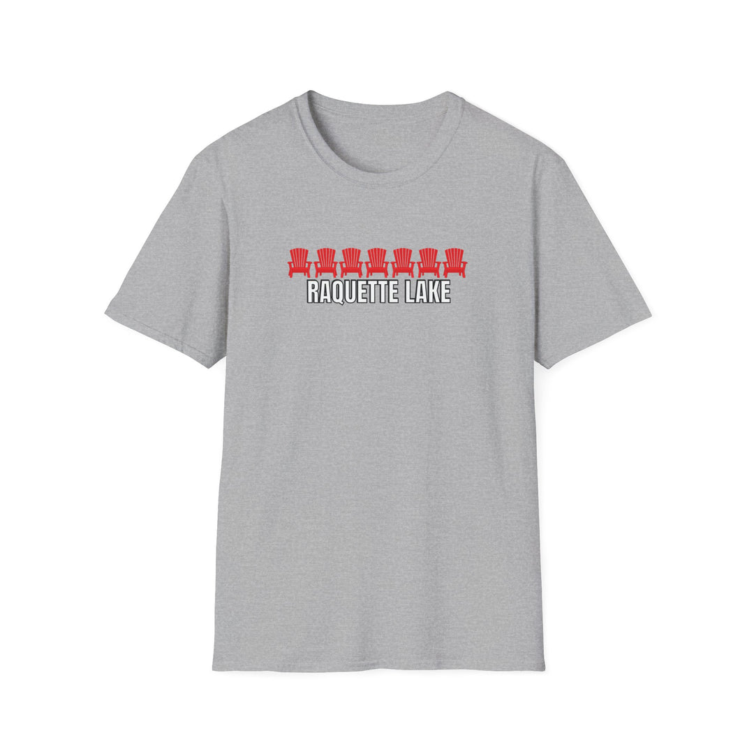 Raquette Lake Unisex T-Shirt - Red Chairs