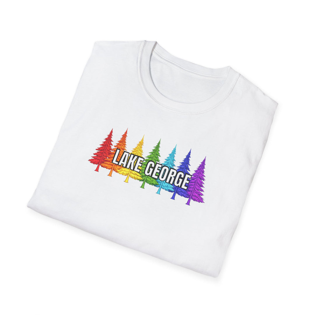 Lake George Unisex T-Shirt - Rainbow Trees