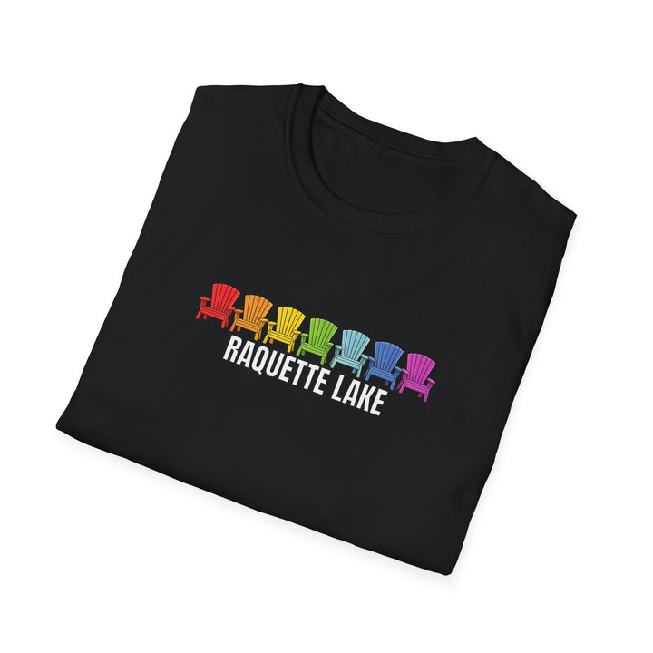 Raquette Lake Unisex T-Shirt - Rainbow Chairs