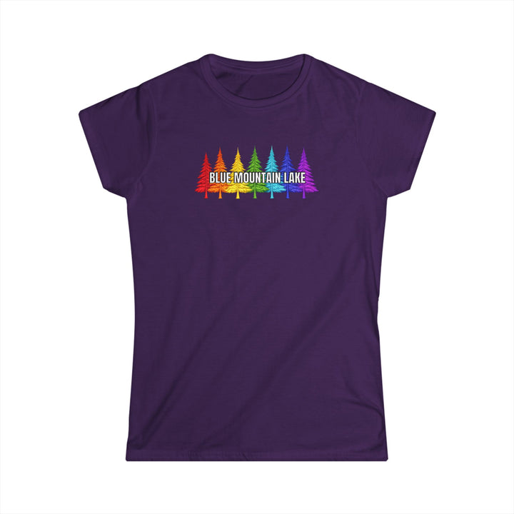 Blue Mountain Lake Rainbow Trees Ladies Tee