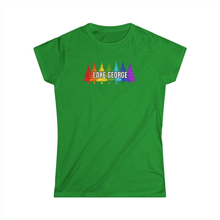 Lake George Ladies T-Shirt - Rainbow Trees