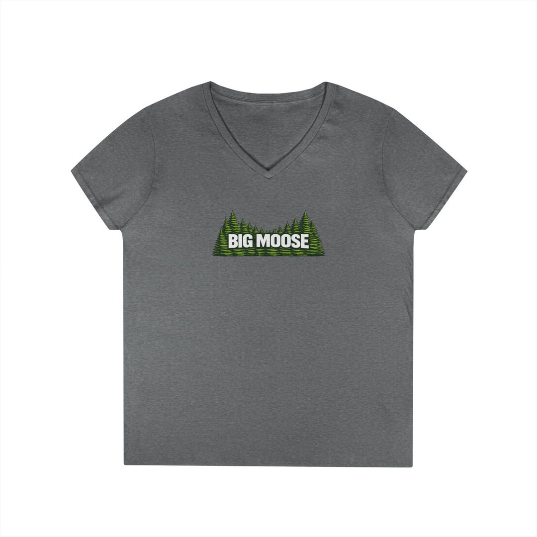 Big Moose Trees Ladies V-Neck T-Shirt
