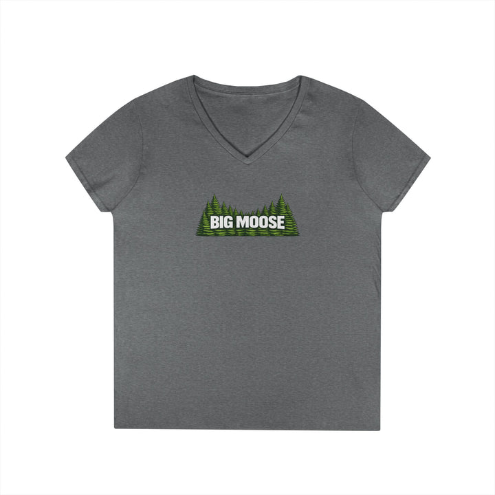 Big Moose Trees Ladies V-Neck T-Shirt