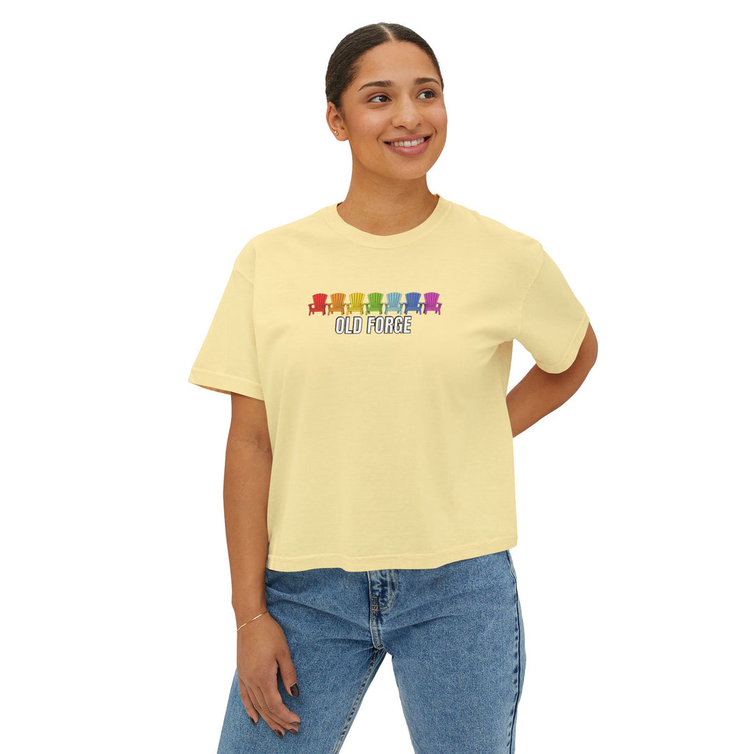 Old Forge Rainbow Chairs Ladies Boxy Tee