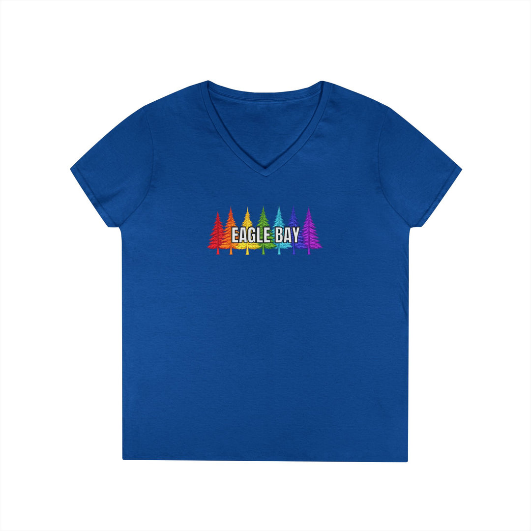 Eagle Bay Ladies V-Neck T-Shirt - Rainbow Trees