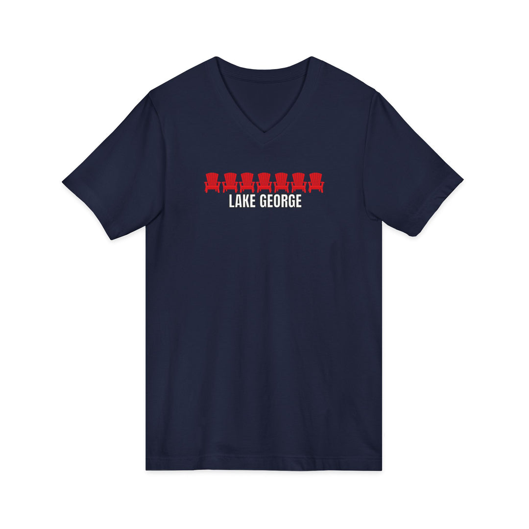 Lake George Unisex V-Neck - Red Chairs