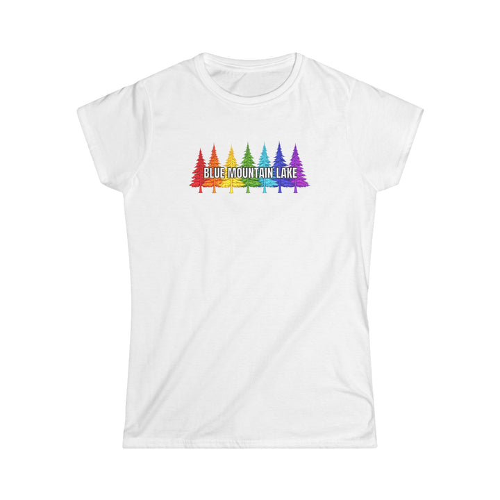 Blue Mountain Lake Rainbow Trees Ladies Tee