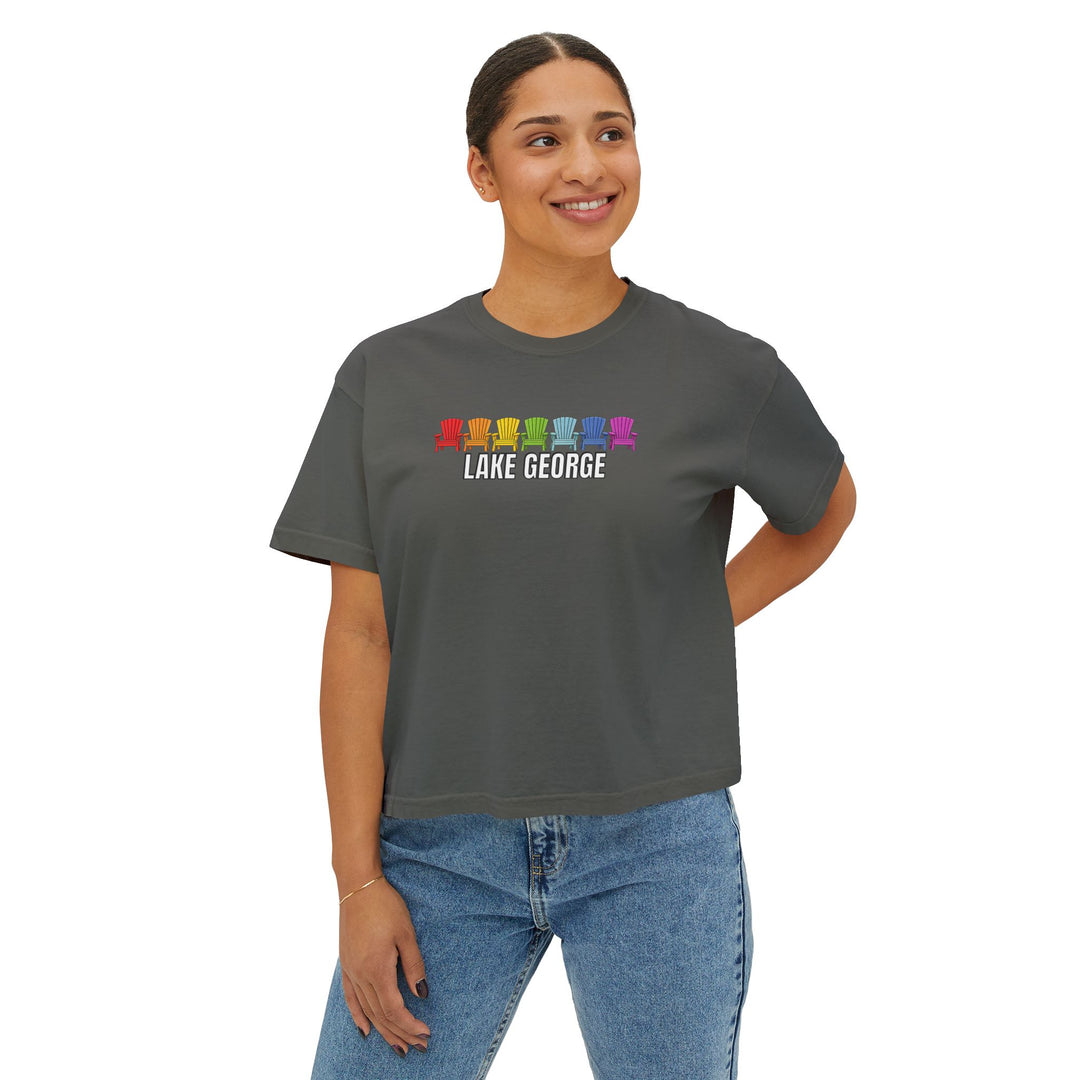 Lake George Rainbow Chairs Ladies Boxy Tee