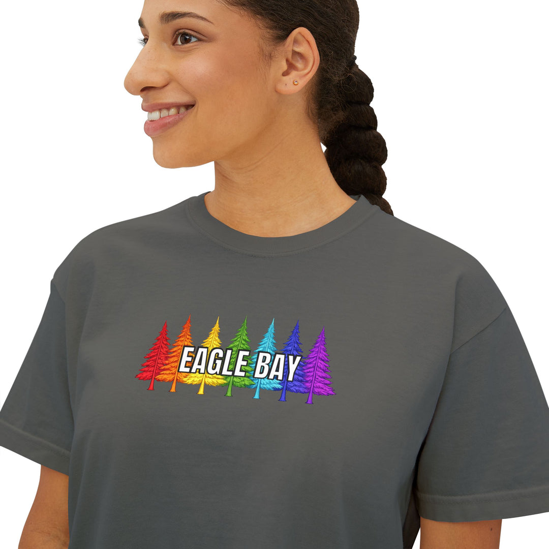 Eagle Bay Ladies Boxy Tee - Rainbow Trees