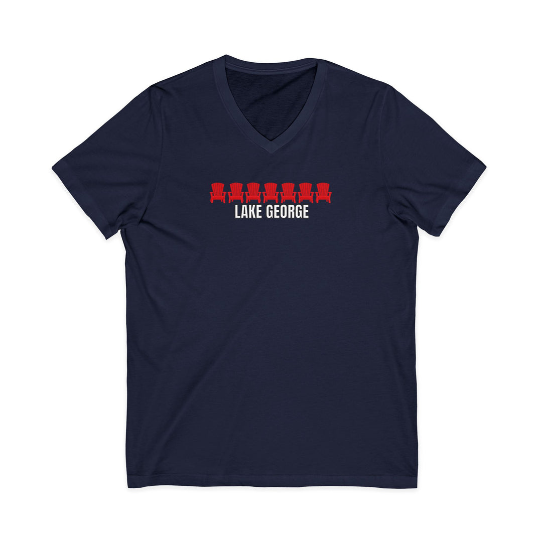 Lake George Unisex V-Neck - Red Chairs