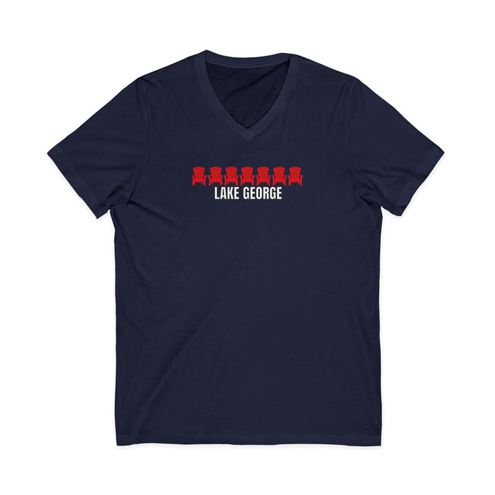 Lake George Unisex V-Neck - Red Chairs
