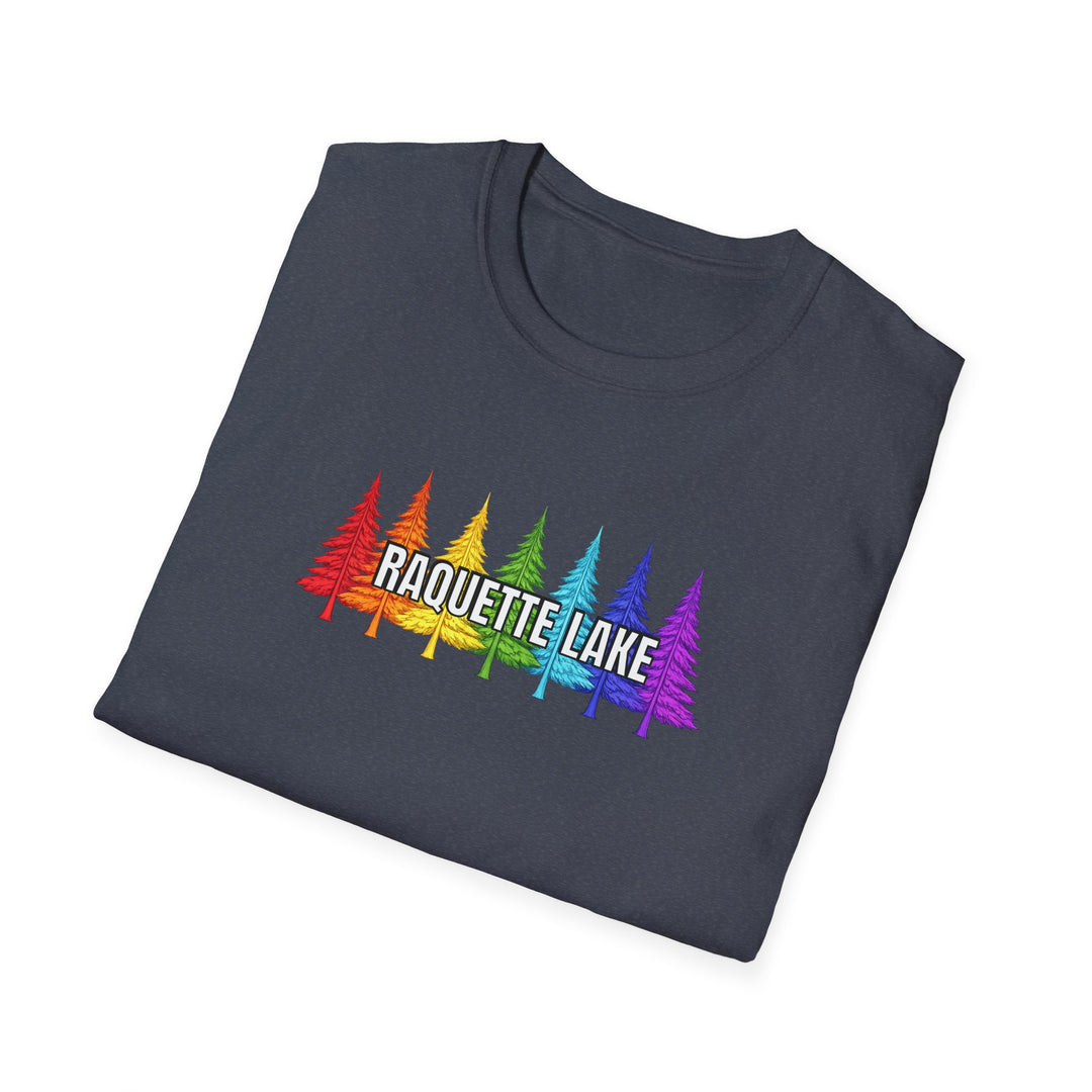 Raquette Lake Unisex T-Shirt - Rainbow Trees