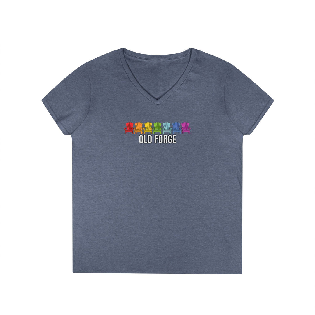 Old Forge Rainbow Chairs Ladies V-Neck T-Shirt