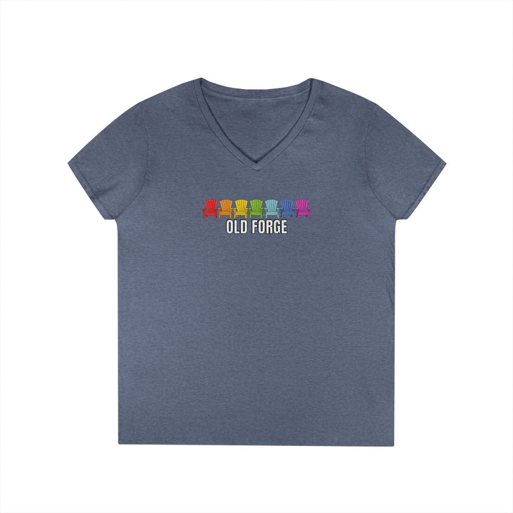 Old Forge Rainbow Chairs Ladies V-Neck T-Shirt