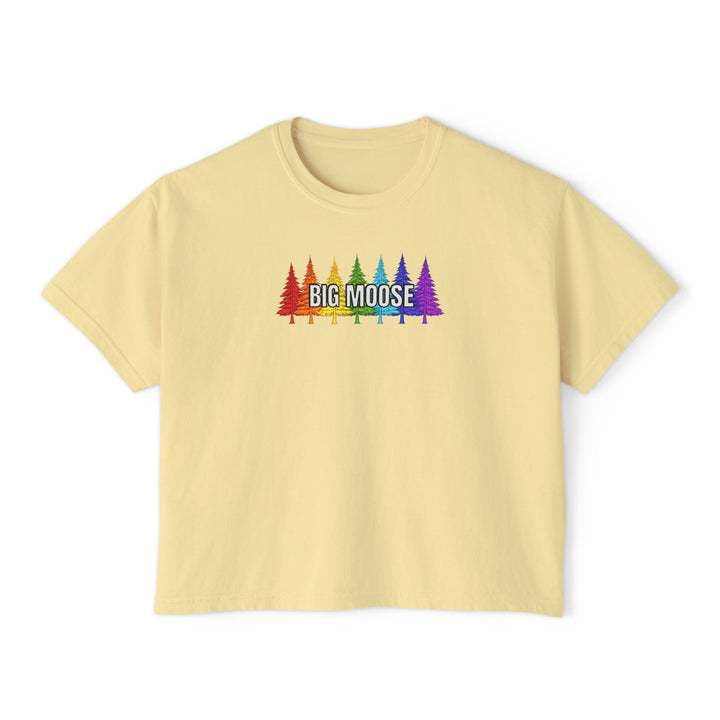 Big Moose Rainbow Trees Ladies Boxy Tee