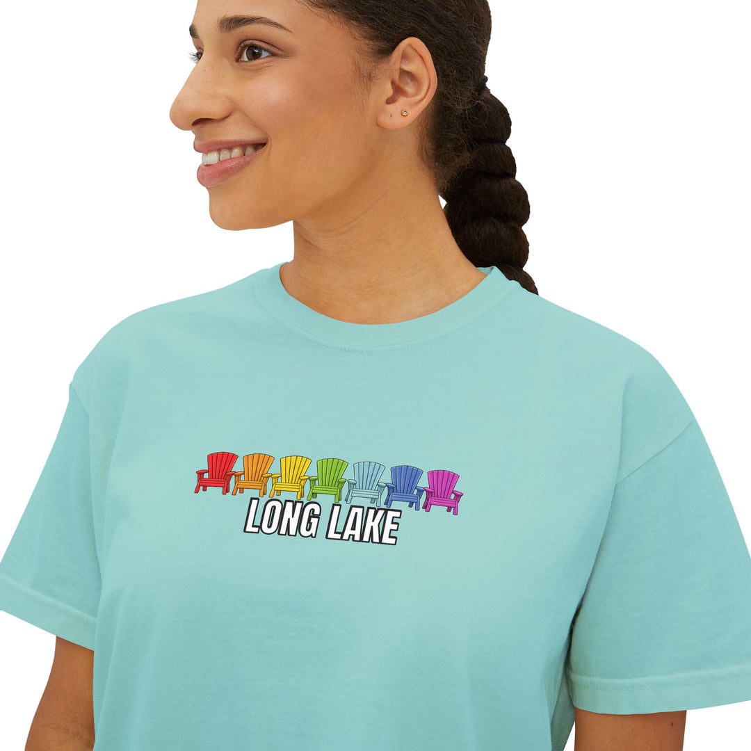 Long Lake Rainbow Chairs Ladies Boxy Tee