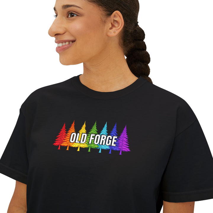 Old Forge Rainbow Trees Ladies Boxy Tee