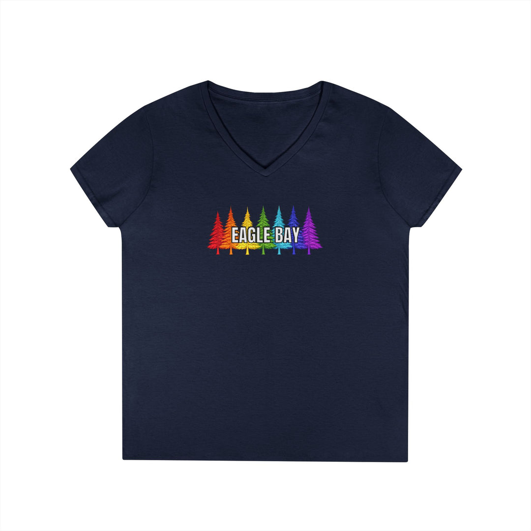 Eagle Bay Ladies V-Neck T-Shirt - Rainbow Trees
