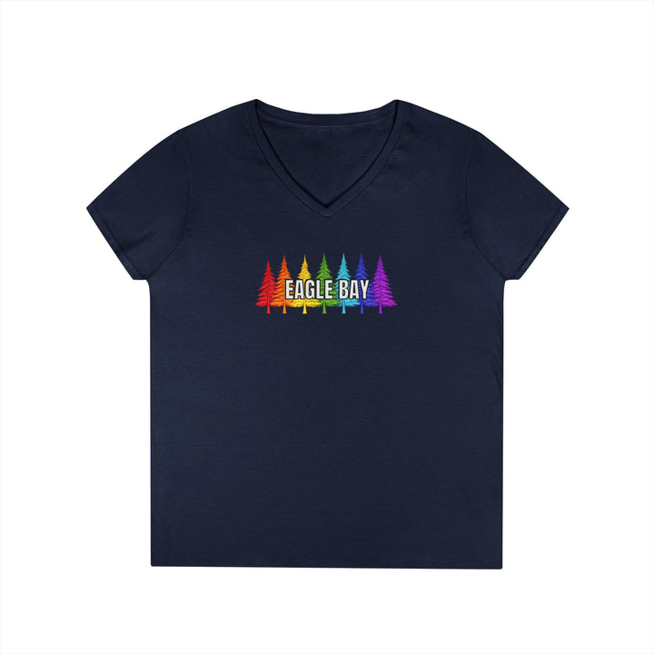 Eagle Bay Ladies V-Neck T-Shirt - Rainbow Trees