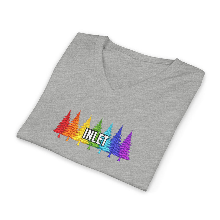 Inlet Unisex V-Neck T-Shirt - Rainbow Trees