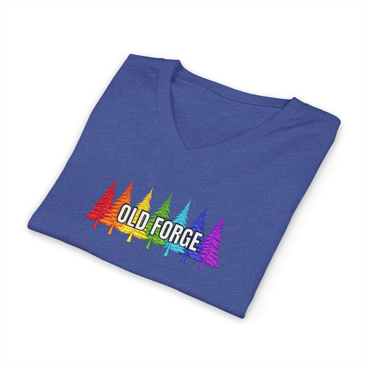Old Forge Rainbow Trees Unisex V-Neck T-Shirt